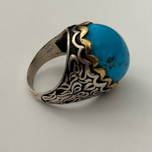 925 Silver ring turquoise blue oval stone - Picture 4 of 7